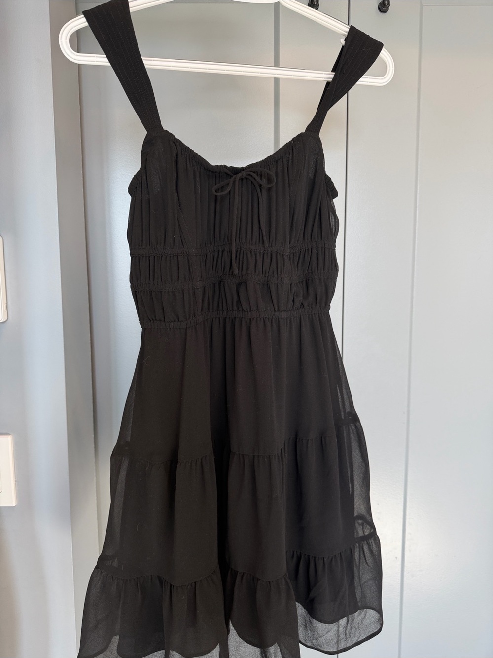 Sunday Best Black Smocked Tiered Mini Dress
